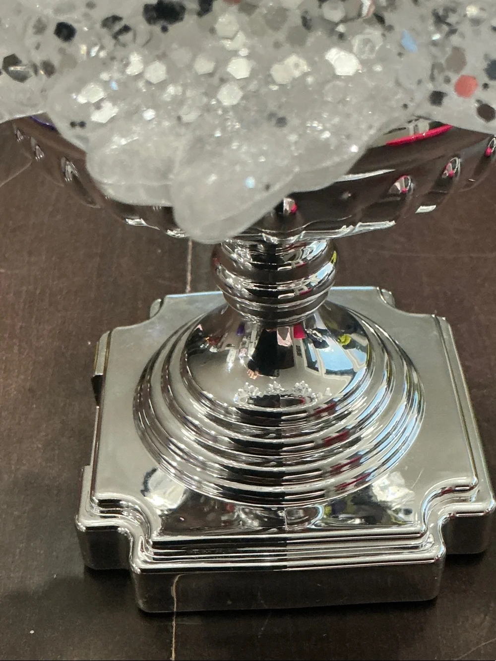 White Glitter Tabletop Holiday Tree with Silver Base - Valerie Parr Hill